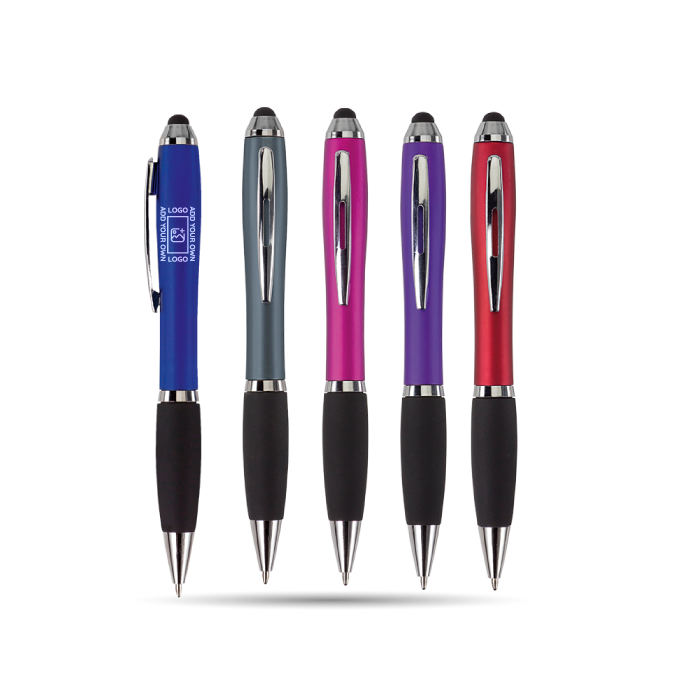 Ballpoint with Rubber Grip and Stylus
