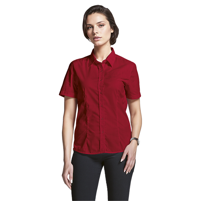 Basic Poly Cotton Blouse Short Sleeve Ladies